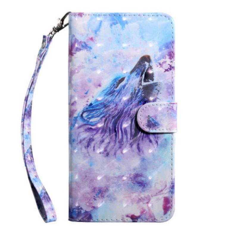 Custodia in pelle Samsung Galaxy A71 Lupo Dell'acquerello