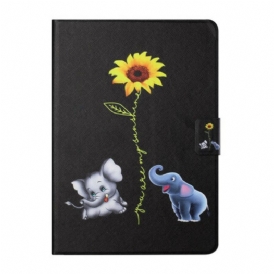 Custodia in pelle Samsung Galaxy Tab A7 Lite Elefanti Girasole