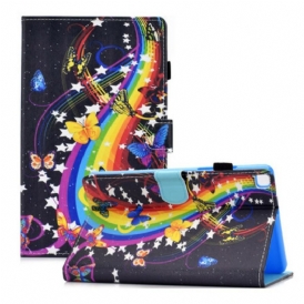 Custodia in pelle Samsung Galaxy Tab A7 Lite Farfalle Arcobaleno
