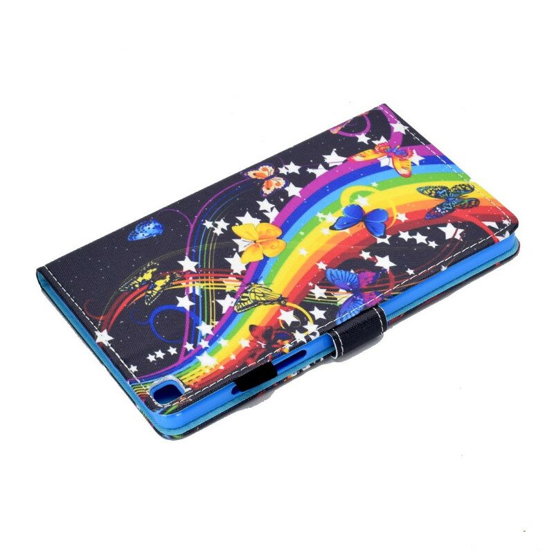 Custodia in pelle Samsung Galaxy Tab A7 Lite Farfalle Arcobaleno