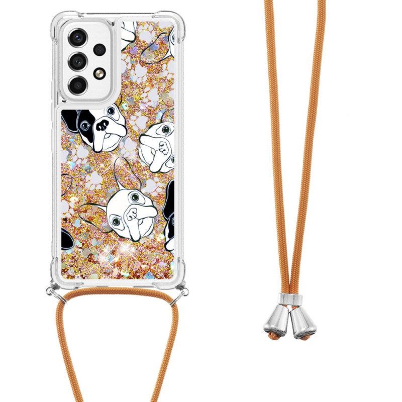 Cover Samsung Galaxy A53 5G Cani Con Coulisse Di Paillettes