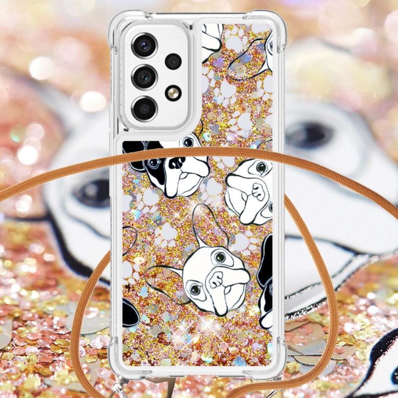 Cover Samsung Galaxy A53 5G Cani Con Coulisse Di Paillettes