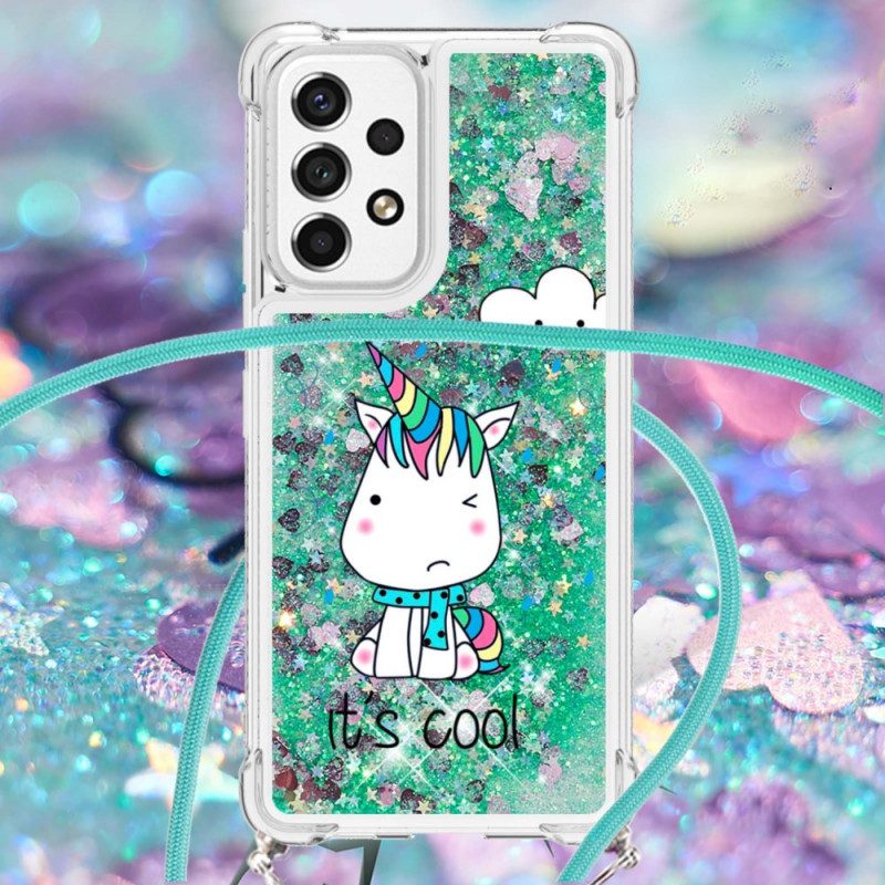 Cover Samsung Galaxy A53 5G Coulisse Con Glitter Unicorno