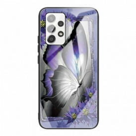 Cover Samsung Galaxy A53 5G Vetro Temperato Farfalla Viola
