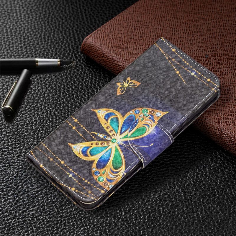 Custodia A Portafoglio Samsung Galaxy A53 5G Farfalle Dorate