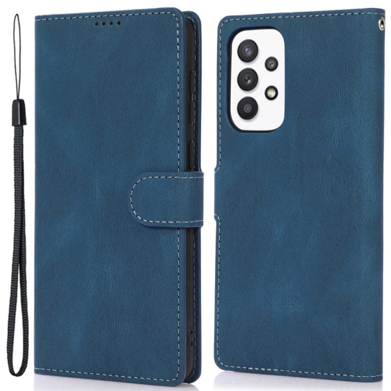 Custodia A Portafoglio Samsung Galaxy A53 5G Strappy Stile In Pelle Vintage
