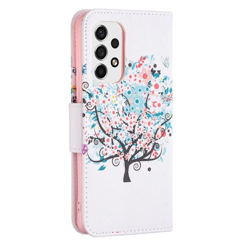 Custodia in pelle Samsung Galaxy A53 5G Albero Fiorito