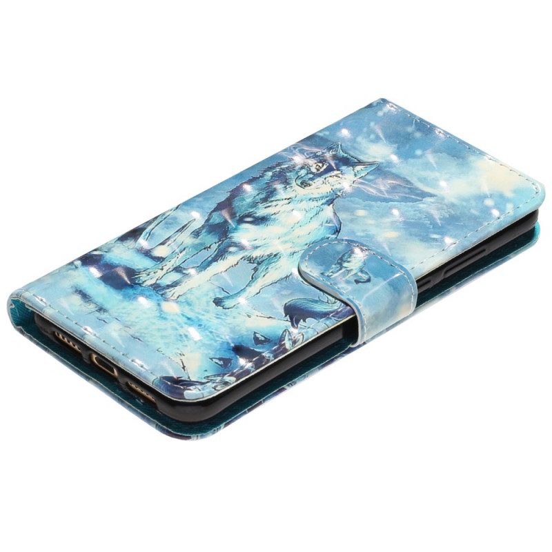 Custodia in pelle Samsung Galaxy A53 5G Cordino Lupo