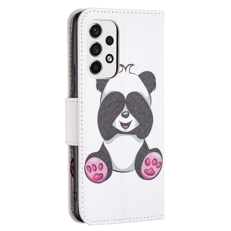 Custodia in pelle Samsung Galaxy A53 5G Divertimento Panda