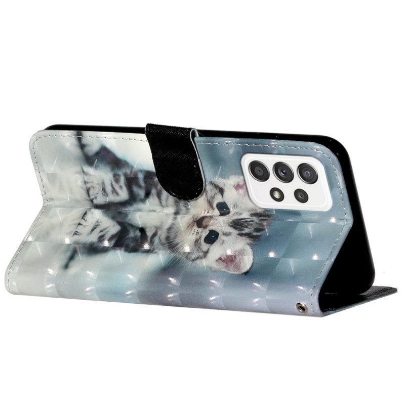 Custodia in pelle Samsung Galaxy A53 5G Gattino Strappy