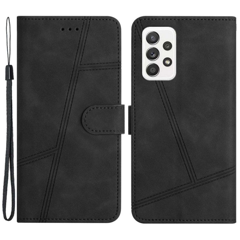 Custodia in pelle Samsung Galaxy A53 5G Linee Di Cordino