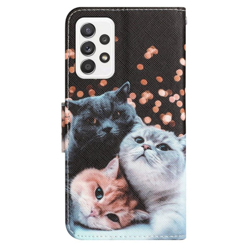 Custodia in pelle Samsung Galaxy A53 5G Solo Gatti Perizoma