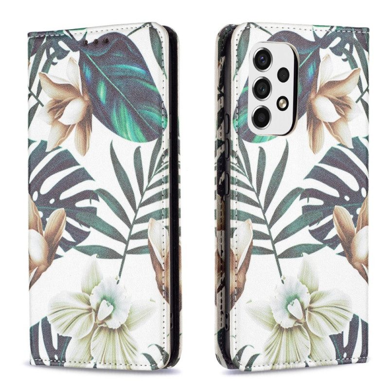 Folio Cover Samsung Galaxy A53 5G Custodia in pelle Foglie
