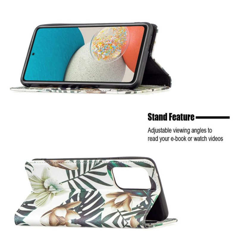 Folio Cover Samsung Galaxy A53 5G Custodia in pelle Foglie