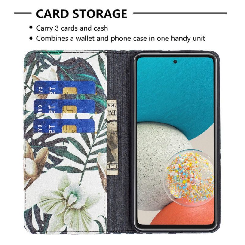 Folio Cover Samsung Galaxy A53 5G Custodia in pelle Foglie