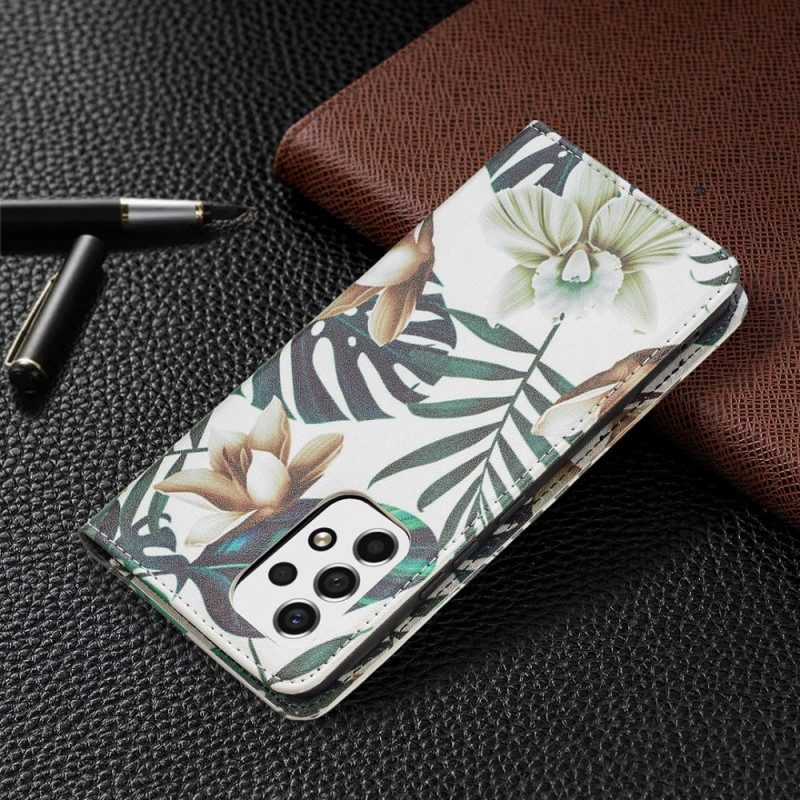 Folio Cover Samsung Galaxy A53 5G Custodia in pelle Foglie
