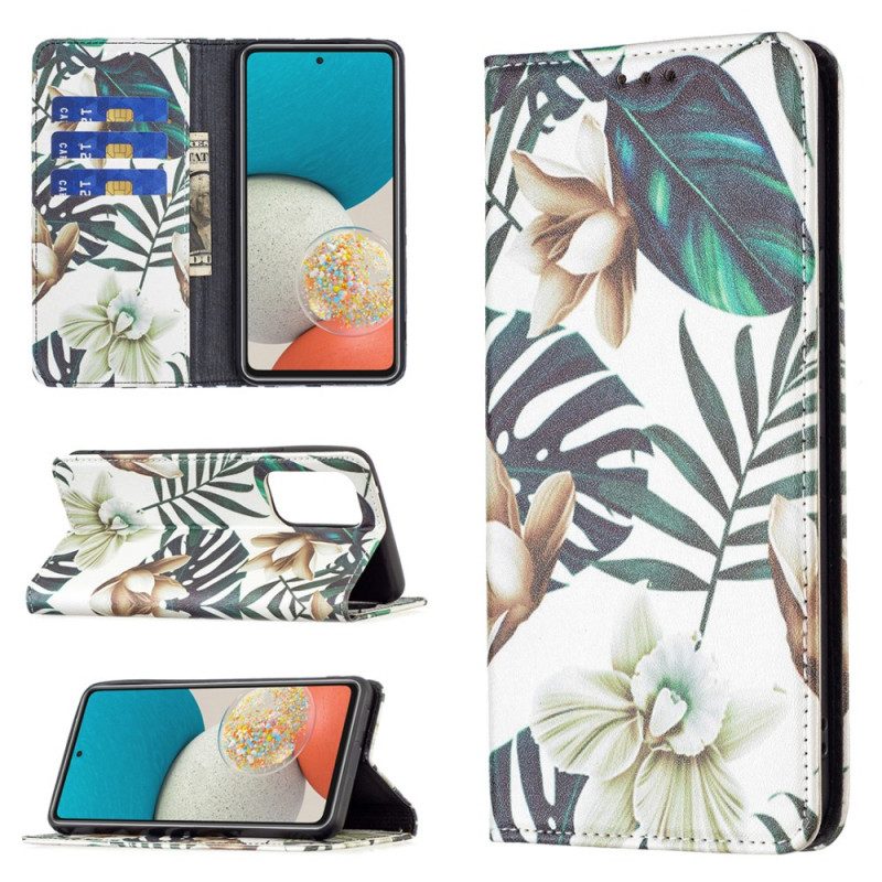 Folio Cover Samsung Galaxy A53 5G Custodia in pelle Foglie