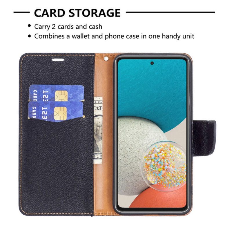 Folio Cover Samsung Galaxy A53 5G Lychee Chiusura Obliqua