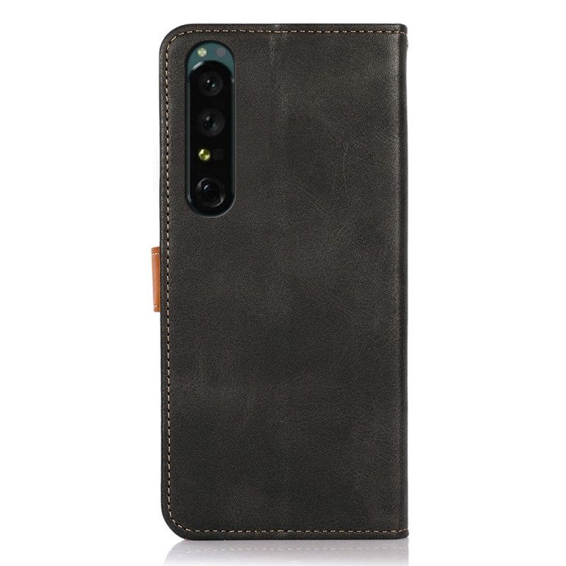 Custodia in pelle Sony Xperia 1 IV Con Cinturino Khazneh