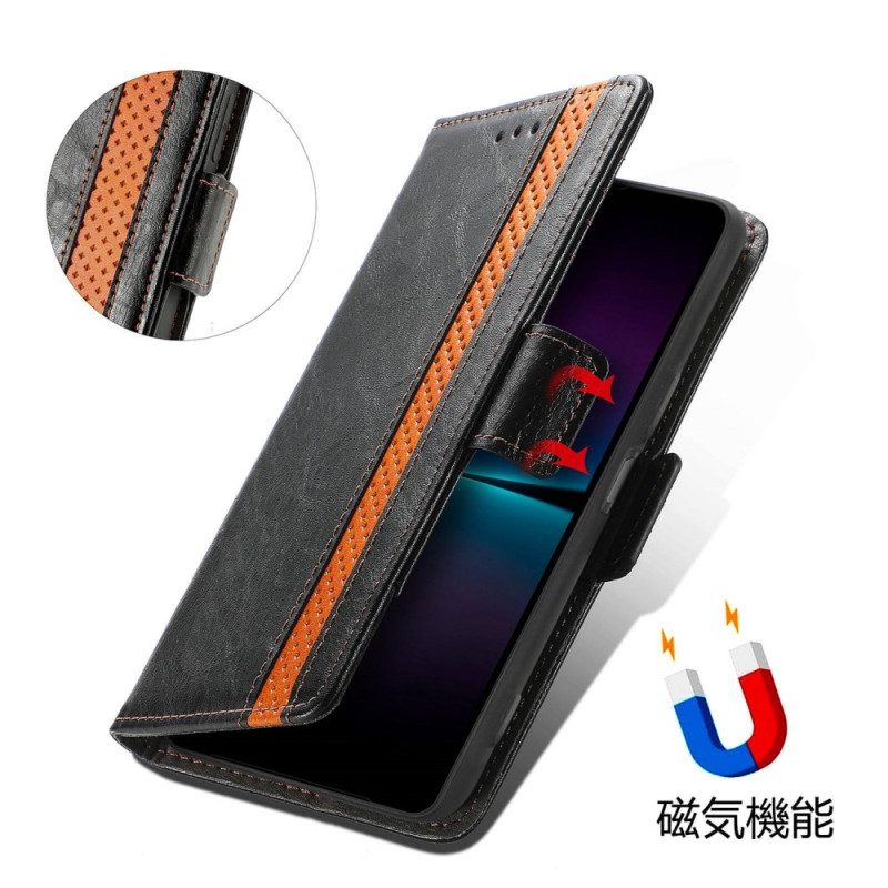 Custodia in pelle Sony Xperia 1 IV Doppia Chiusura Bicolore