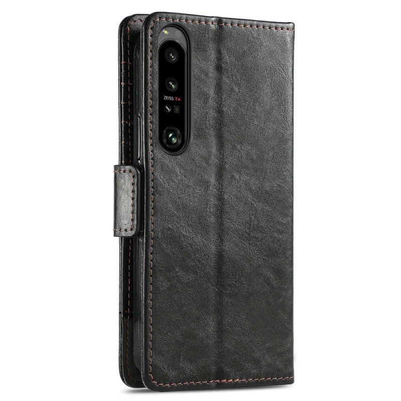 Custodia in pelle Sony Xperia 1 IV Doppia Chiusura Bicolore