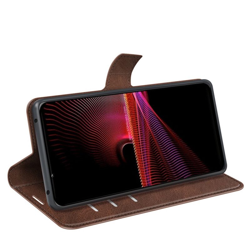 Custodia in pelle Sony Xperia 1 IV Effetto Pelle Retrò