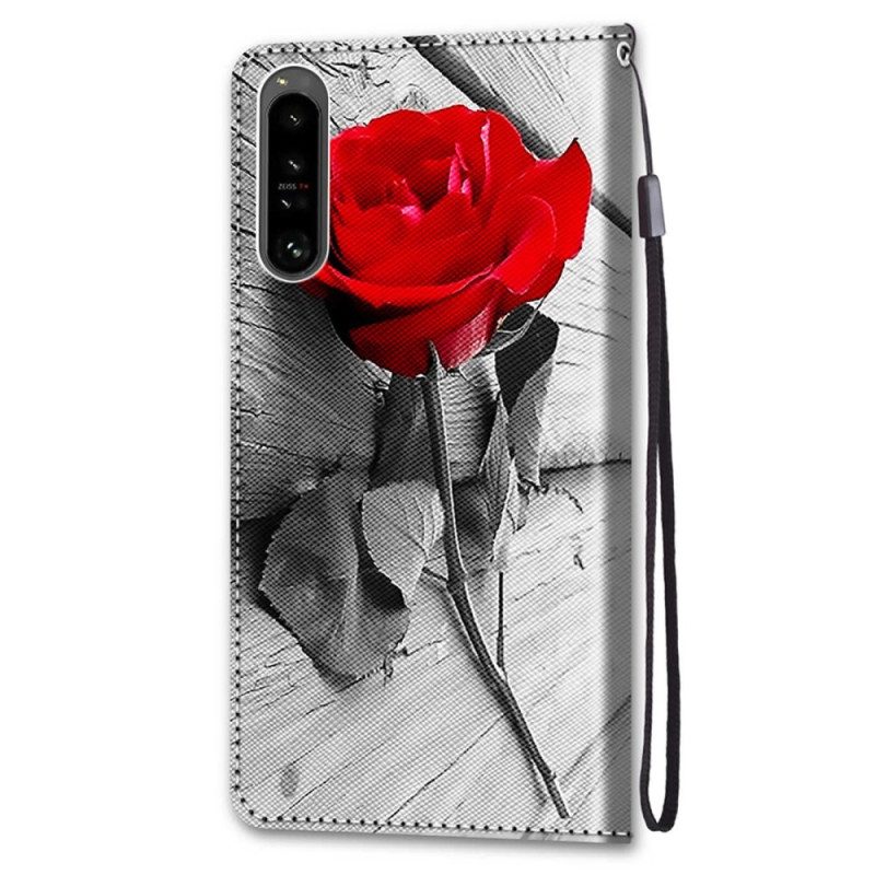 Custodia in pelle Sony Xperia 1 IV Floreale Con Cinturino