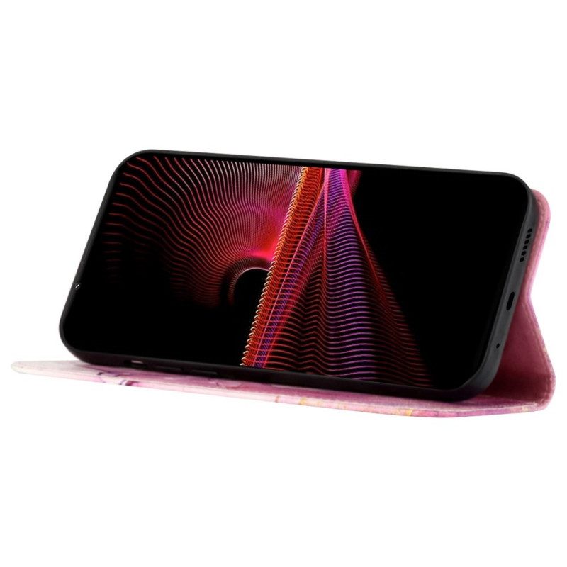 Custodia in pelle Sony Xperia 1 IV Marmo Con Cordino