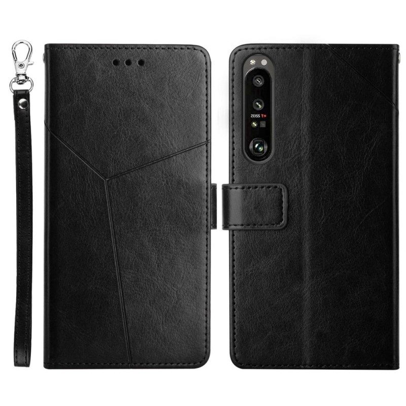 Custodia in pelle Sony Xperia 1 IV Motivo A Y Con Spalline