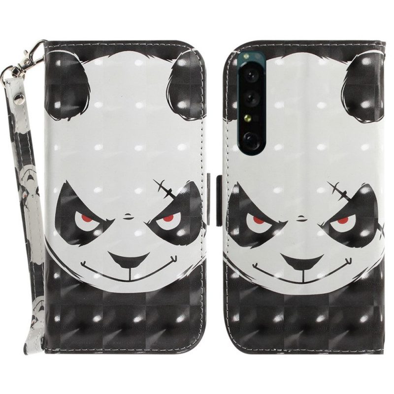 Custodia in pelle Sony Xperia 1 IV Panda Strappy