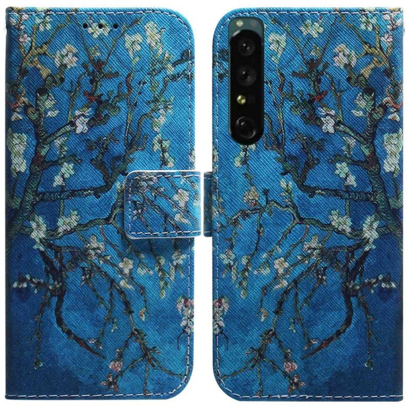 Custodia in pelle Sony Xperia 1 IV Rami Fioriti