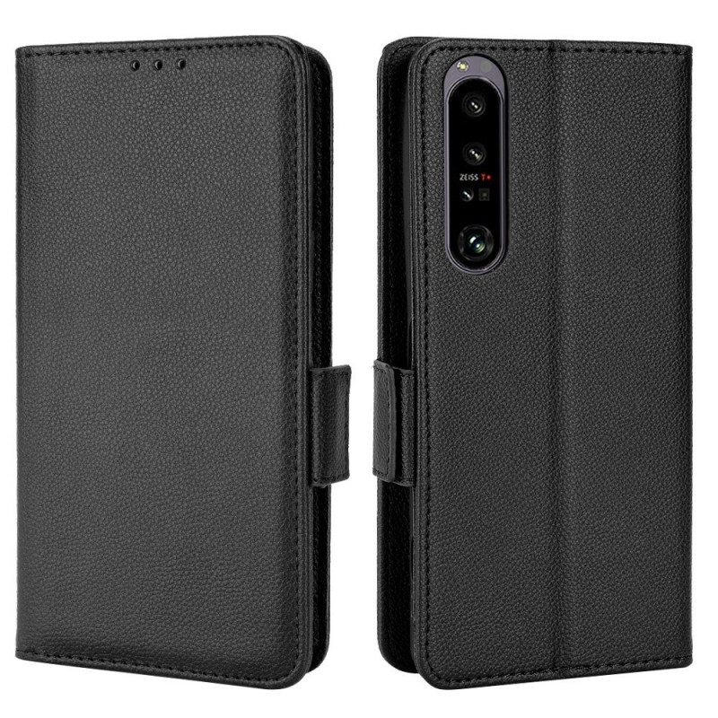 Custodia in pelle Sony Xperia 1 IV Stile Tradizionale In Pelle Litchi