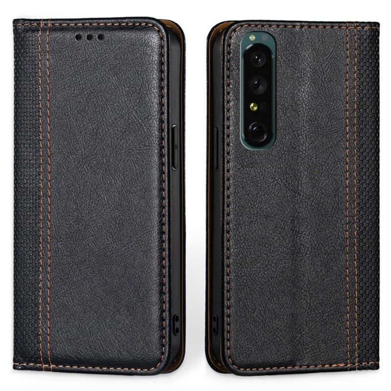 Folio Cover Sony Xperia 1 IV Custodia in pelle Ecopelle Vintage