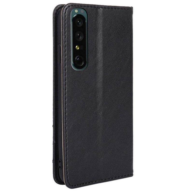 Folio Cover Sony Xperia 1 IV Custodia in pelle Rivetti Decorativi
