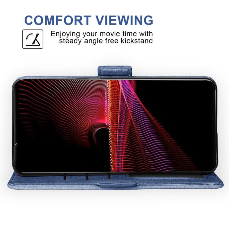 Folio Cover Sony Xperia 1 IV Jeans Con Portacarte Girevole