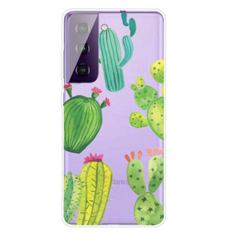 Cover Samsung Galaxy S21 FE Cactus Dell'acquerello