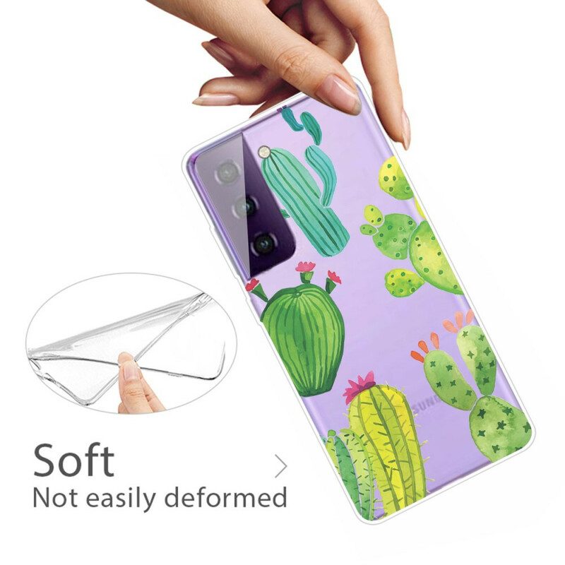Cover Samsung Galaxy S21 FE Cactus Dell'acquerello