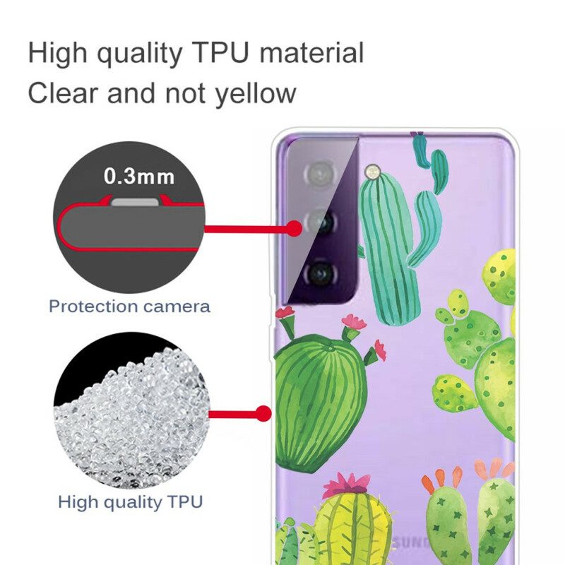 Cover Samsung Galaxy S21 FE Cactus Dell'acquerello