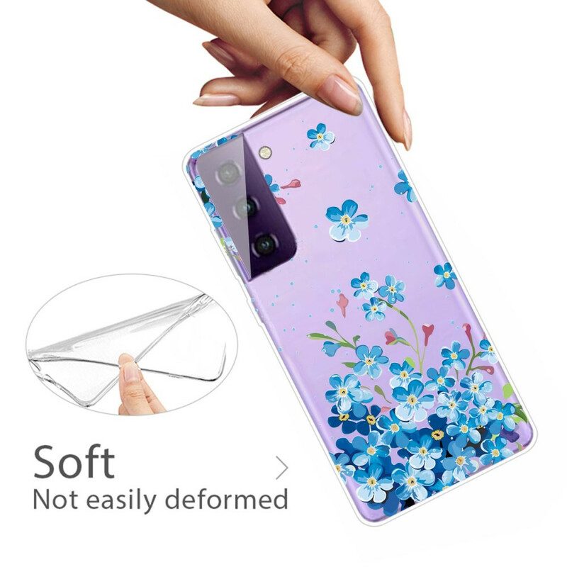 Cover Samsung Galaxy S21 FE Fiori Blu