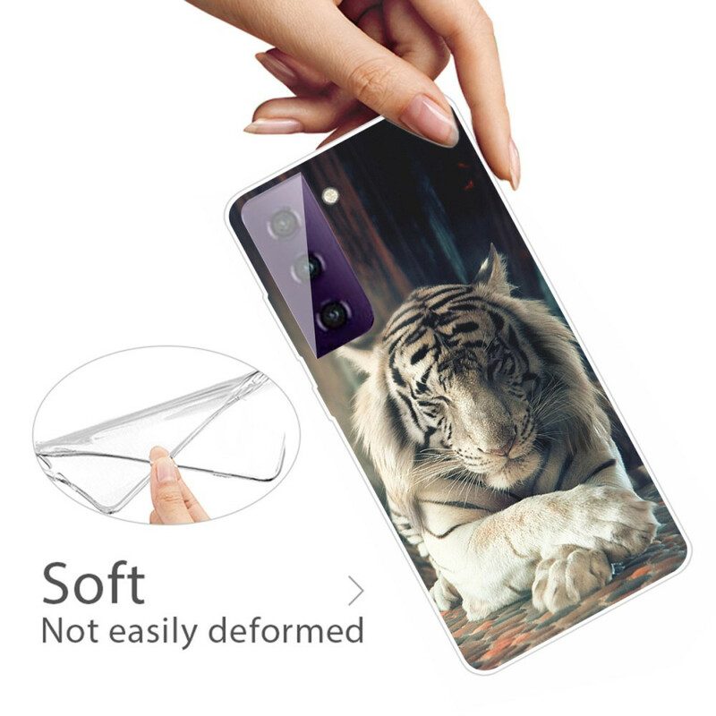 Cover Samsung Galaxy S21 FE Tigre Flessibile