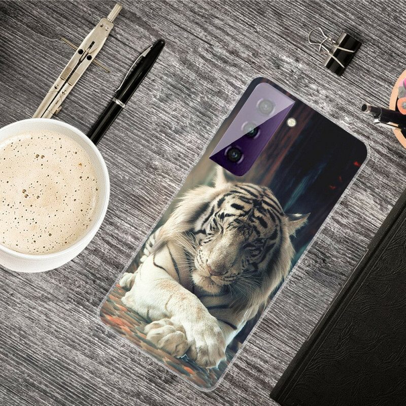 Cover Samsung Galaxy S21 FE Tigre Flessibile