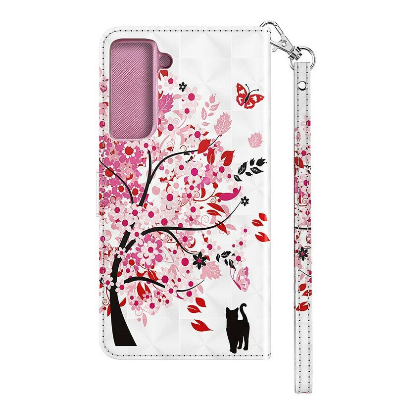 Custodia in pelle Samsung Galaxy S21 FE Albero Rosa