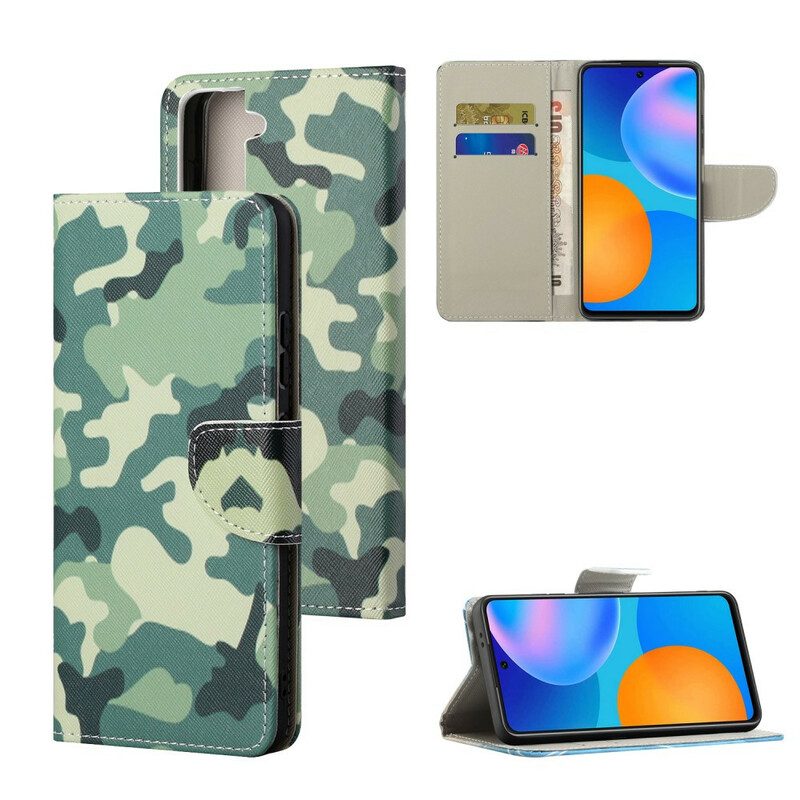 Custodia in pelle Samsung Galaxy S21 FE Camuffamento Militare