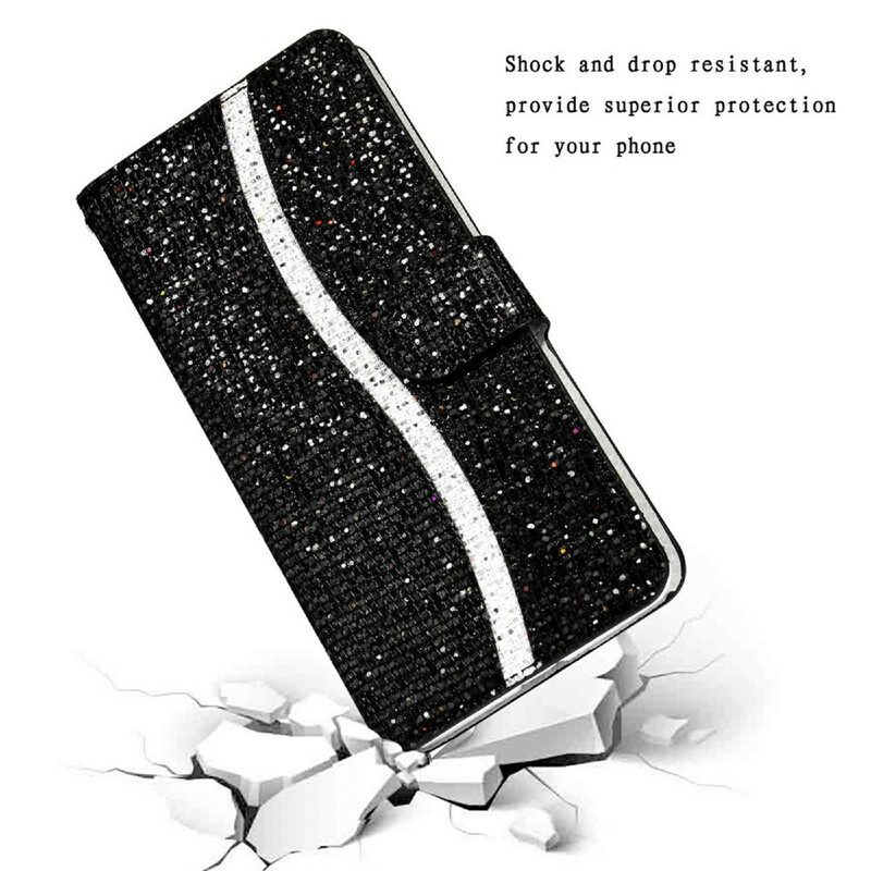 Custodia in pelle Samsung Galaxy S21 FE Design A S Con Paillettes