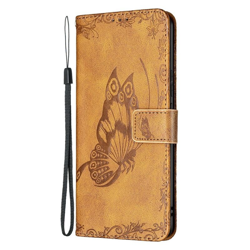 Custodia in pelle Samsung Galaxy S21 FE Farfalla Barocco Strappy