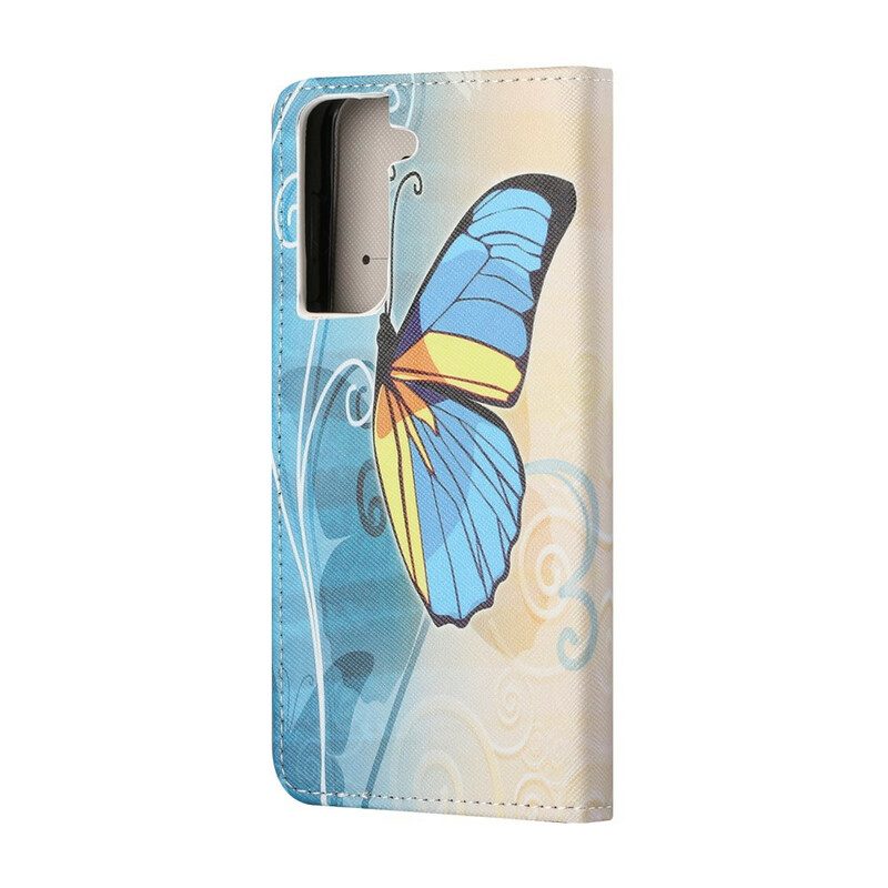Custodia in pelle Samsung Galaxy S21 FE Farfalle