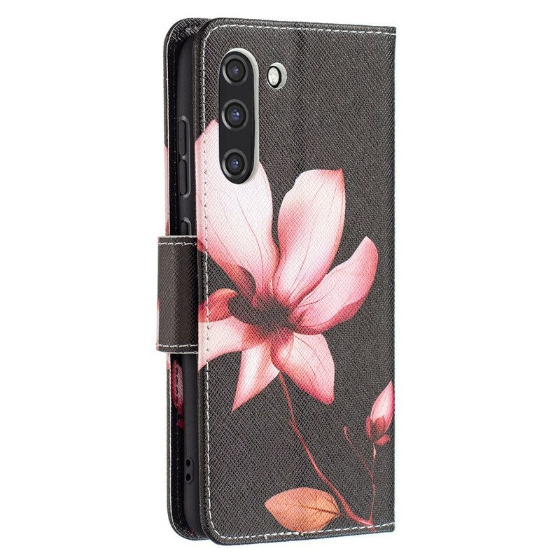 Custodia in pelle Samsung Galaxy S21 FE Fiore Rosa