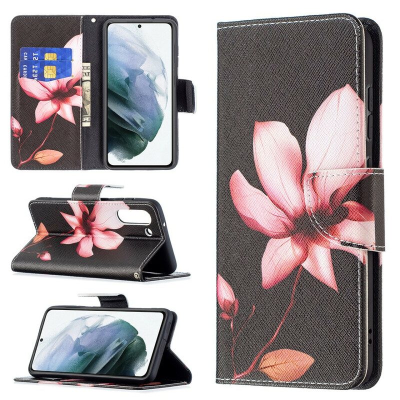 Custodia in pelle Samsung Galaxy S21 FE Fiore Rosa
