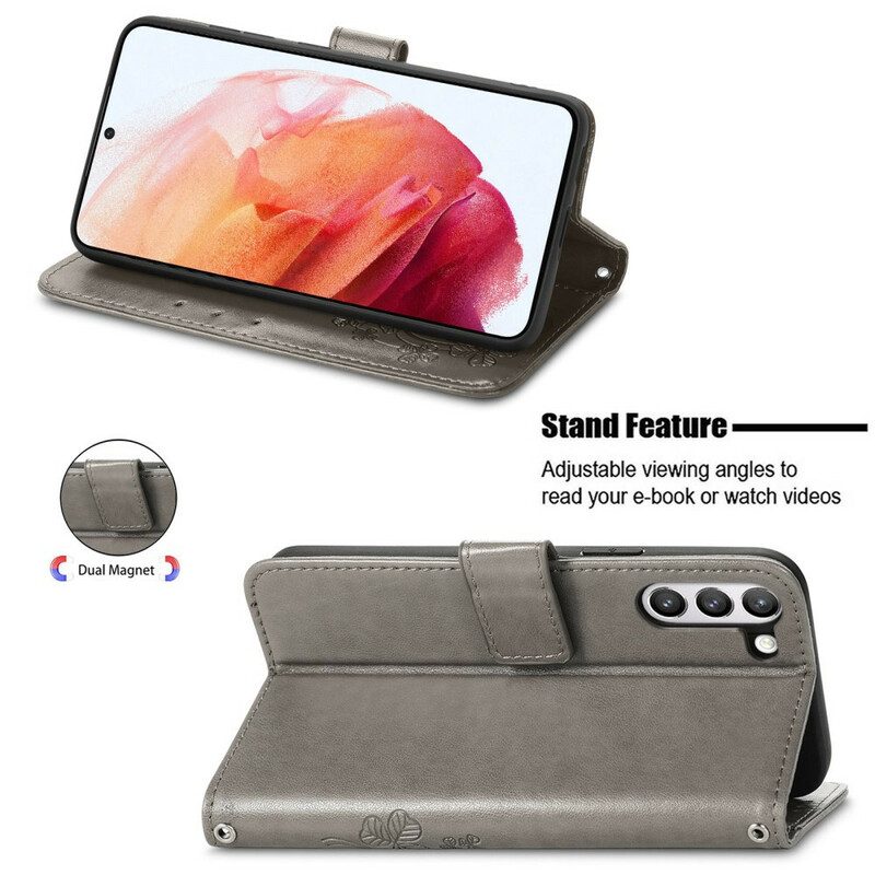Custodia in pelle Samsung Galaxy S21 FE Fiori Astratti