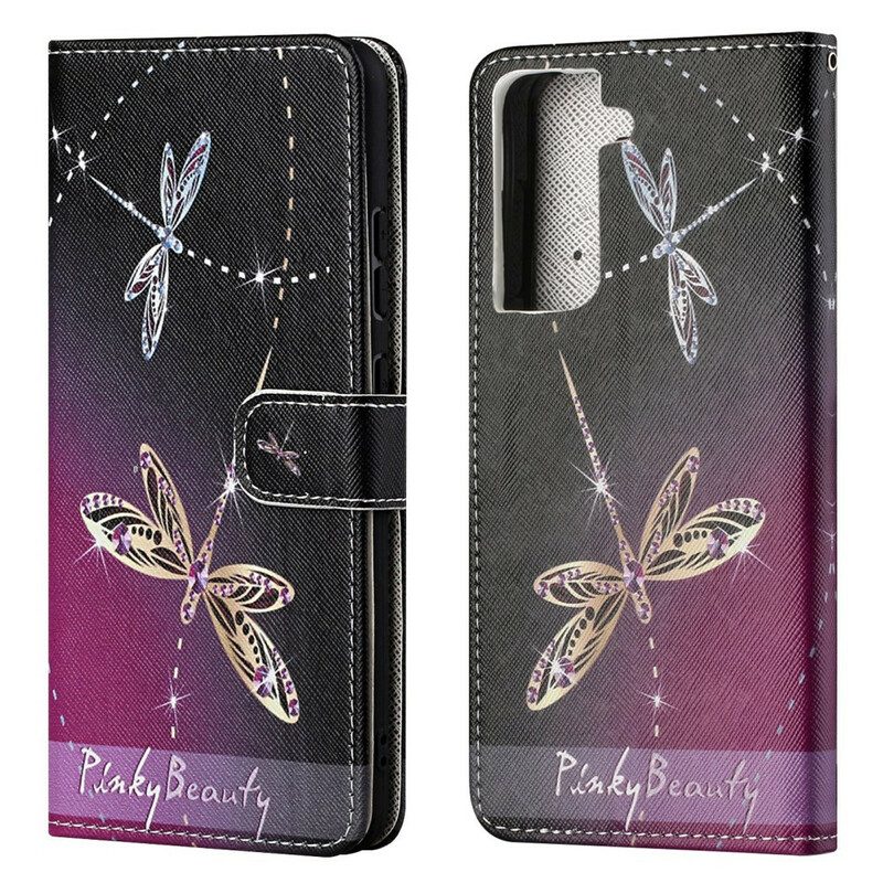 Custodia in pelle Samsung Galaxy S21 FE Libellule Strappy